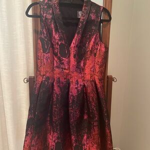 Vince Camuto Pink and Black Patterned Dress